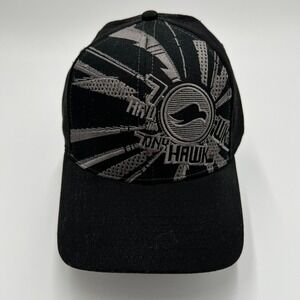 Tony Hawk Black Grey Embroidered Logo A-Flex Hat S/M New With Tags Skater Cap